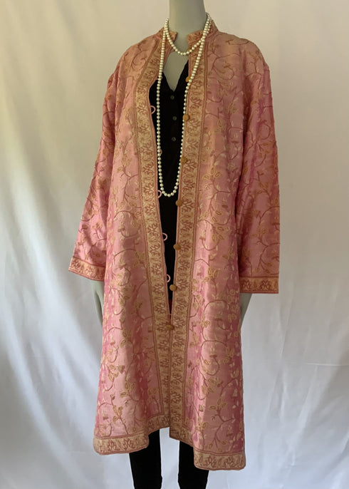 Hand Embroidered Long Jacket - Pink